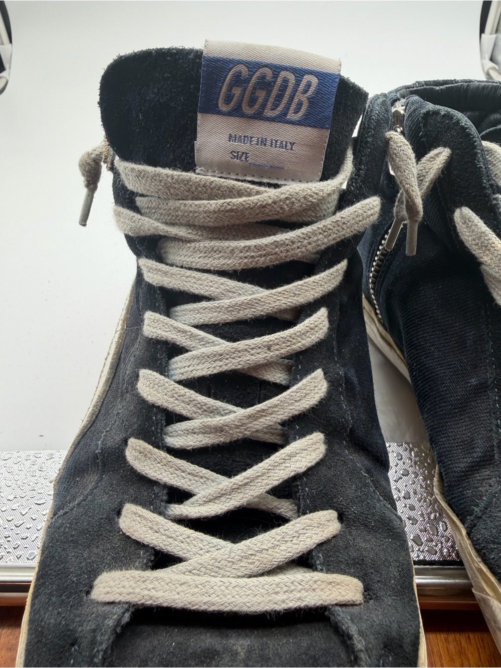 Golden Goose Black High-Top Sneakers with White Laces Sz 38 EU - Picture 9 of 9